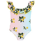 Girls Pink & Blue Lemon Swimsuit, 1, hi-res