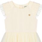 Girls Ivory Logo Tulle Dress, 1, hi-res