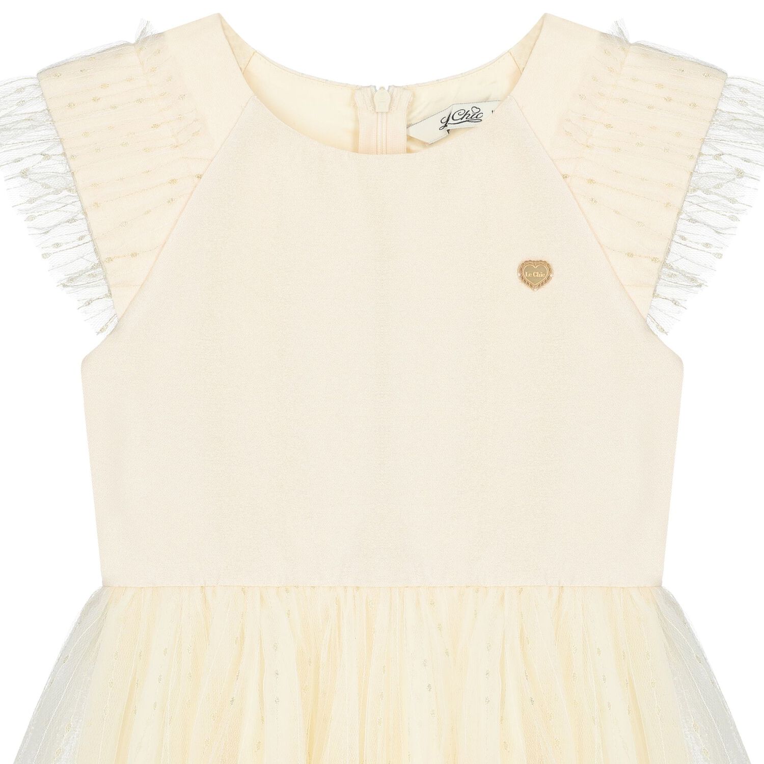 Girls Ivory Logo Tulle Dress, 1, hi-res image number null