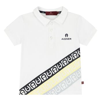 Younger Boys White Logo Polo Shirt
