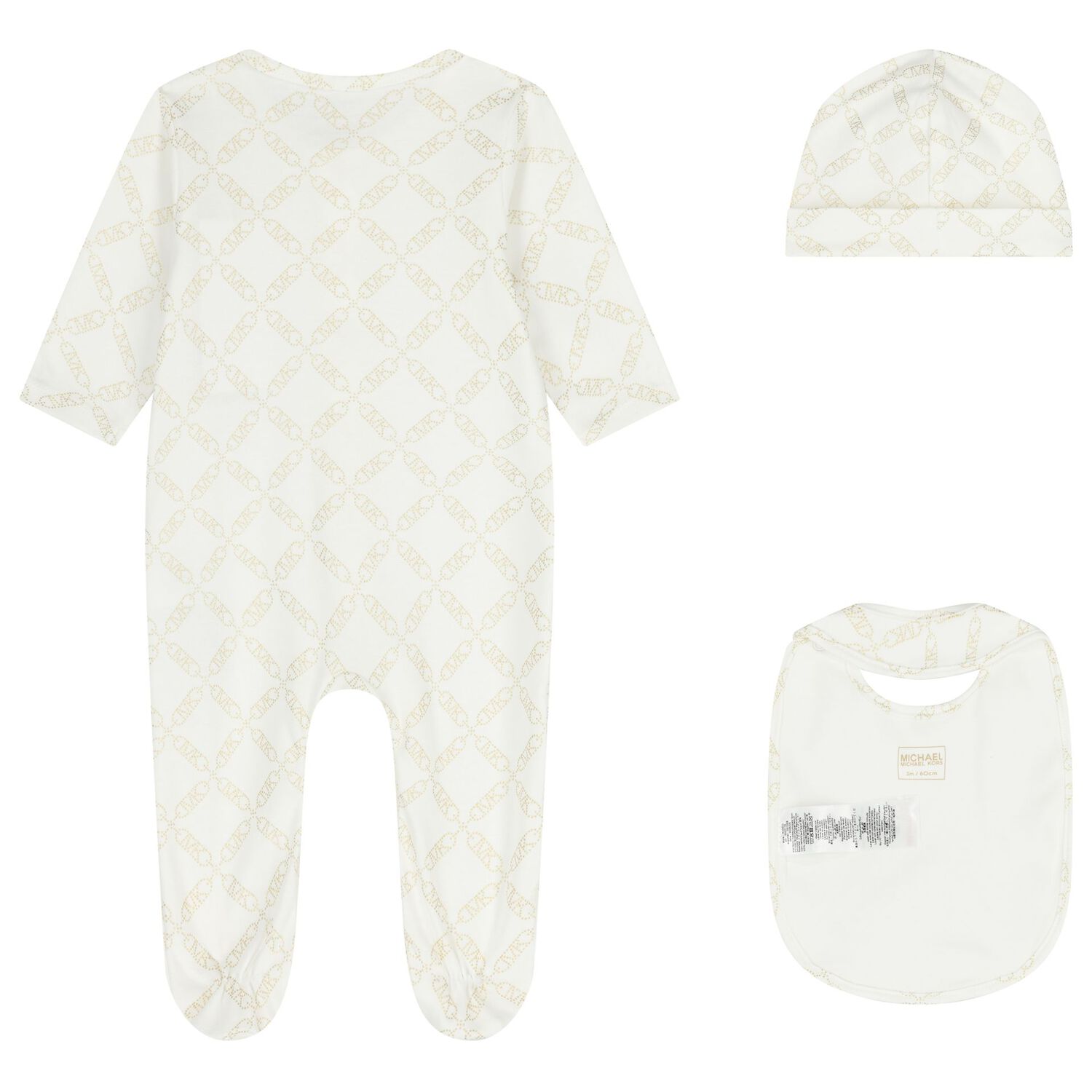 Baby Girls Ivory & Gold Logo Babygrow Gift Set, 1, hi-res