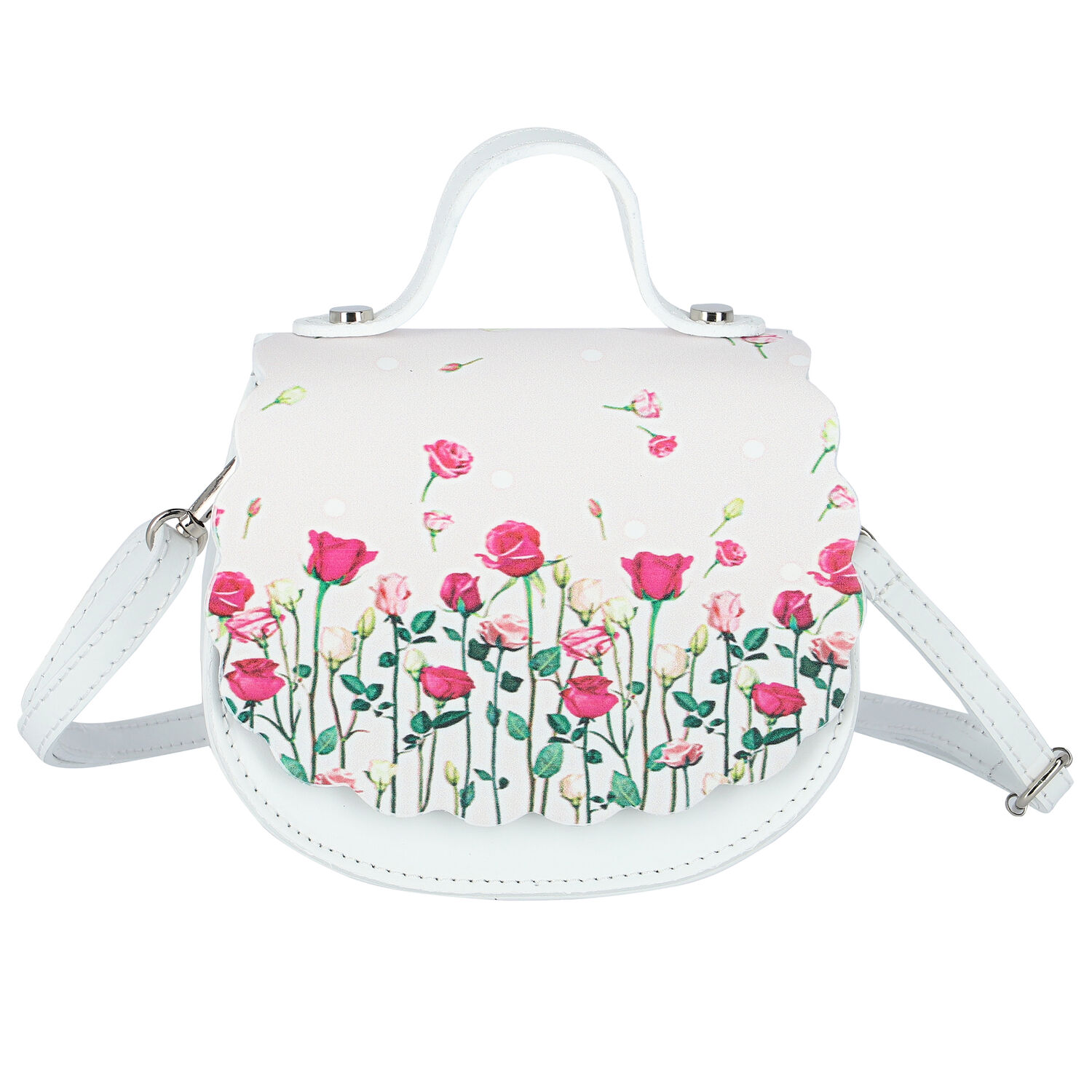 Girls White Roses Shoulder Bag, 1, hi-res