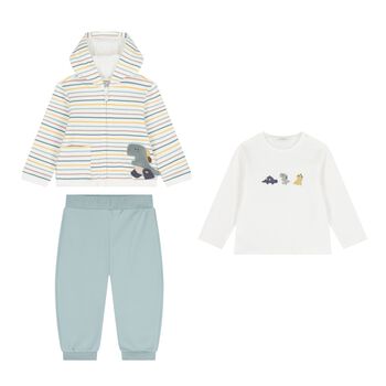 Baby Boys Ivory & Green Tracksuit Set (3 Piece)