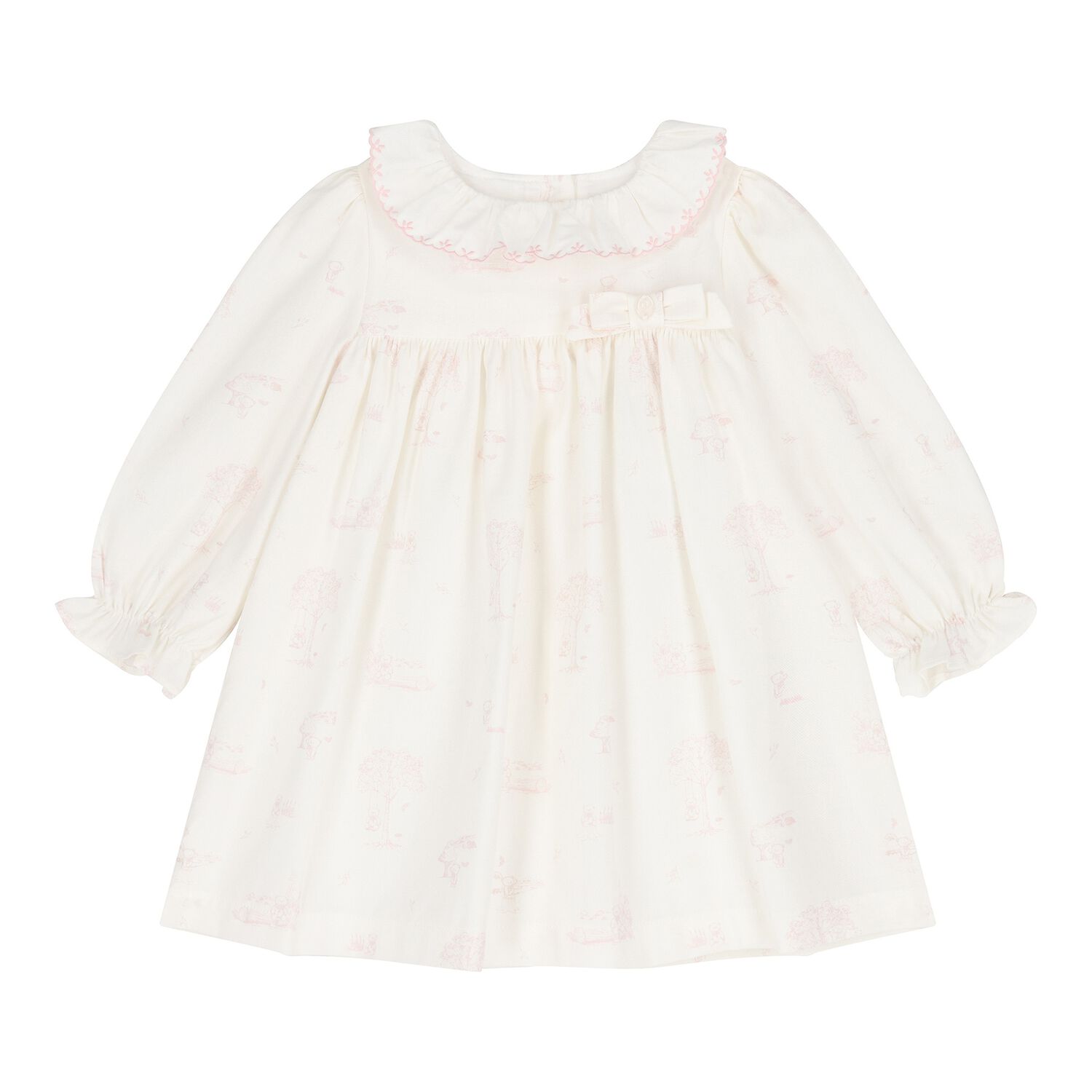 Baby Girls Ivory & Pink Dress, 1, hi-res