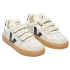 White & Grey Leather & Suede Trainers, 1, hi-res