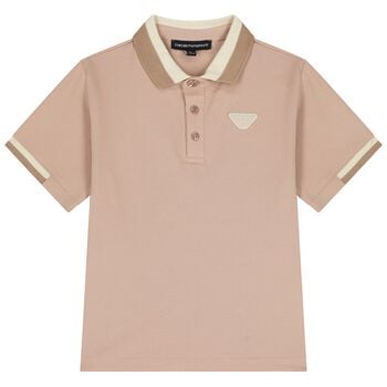 Boys Beige Logo Polo Shirt