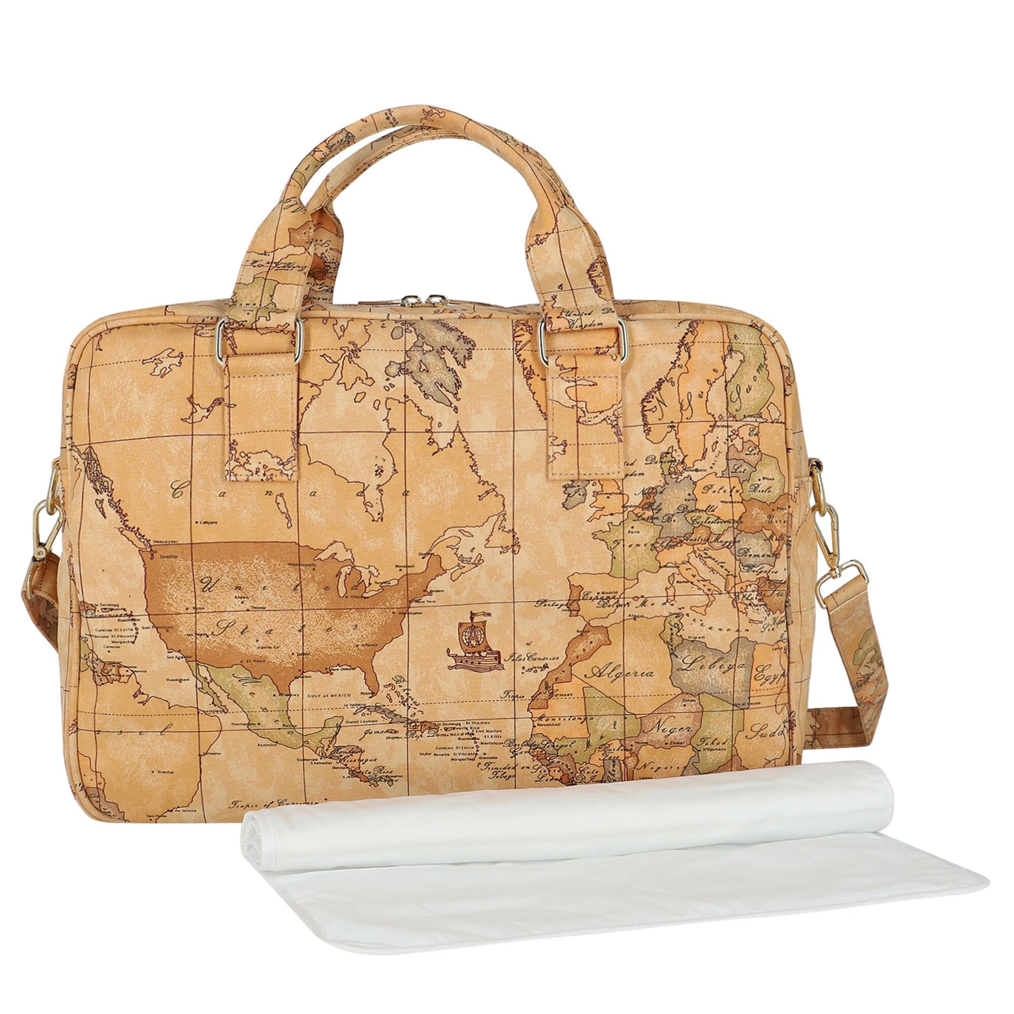 Alviero Martini Beige Geo Map Baby Changing Bag Junior Couture UK