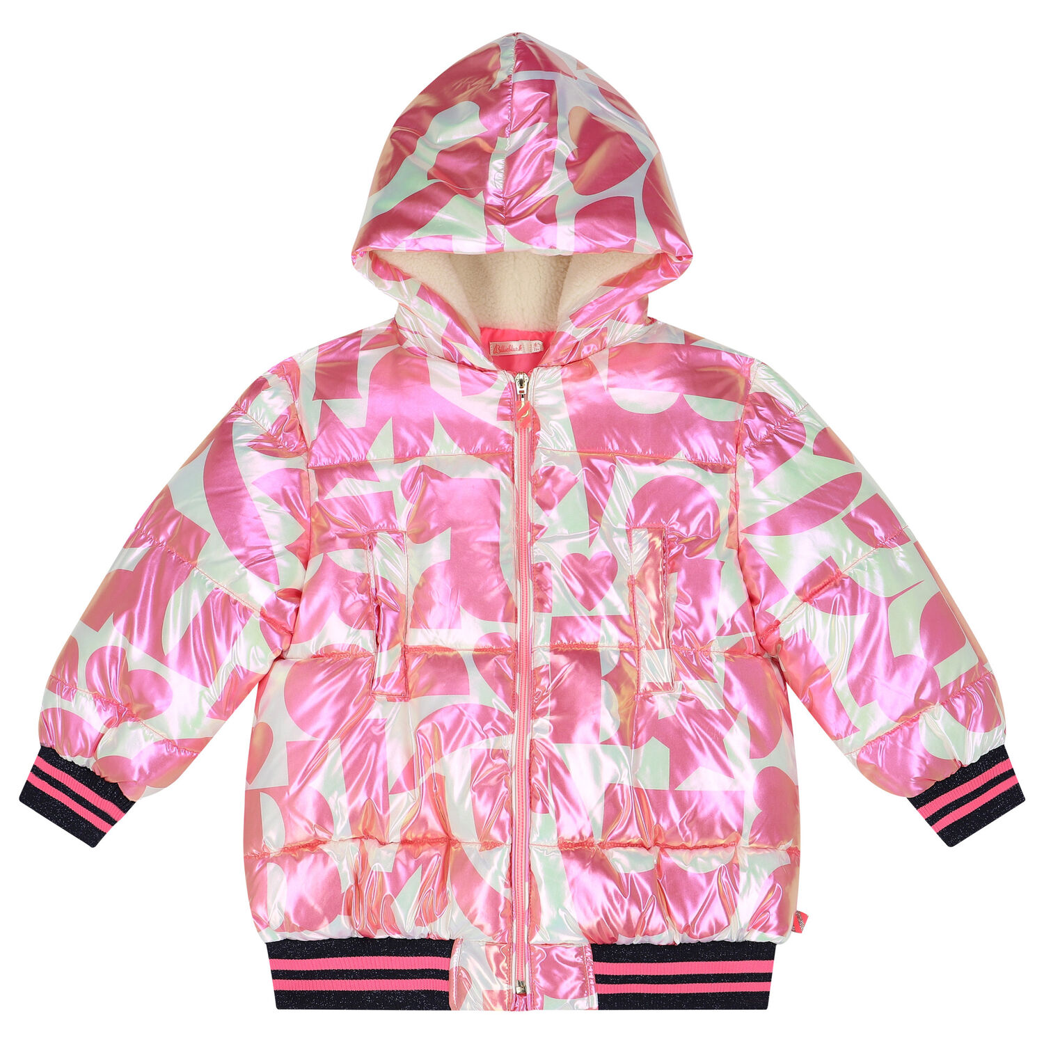 Girls Pink & Ivory Puffer Jacket, 1, hi-res image number null