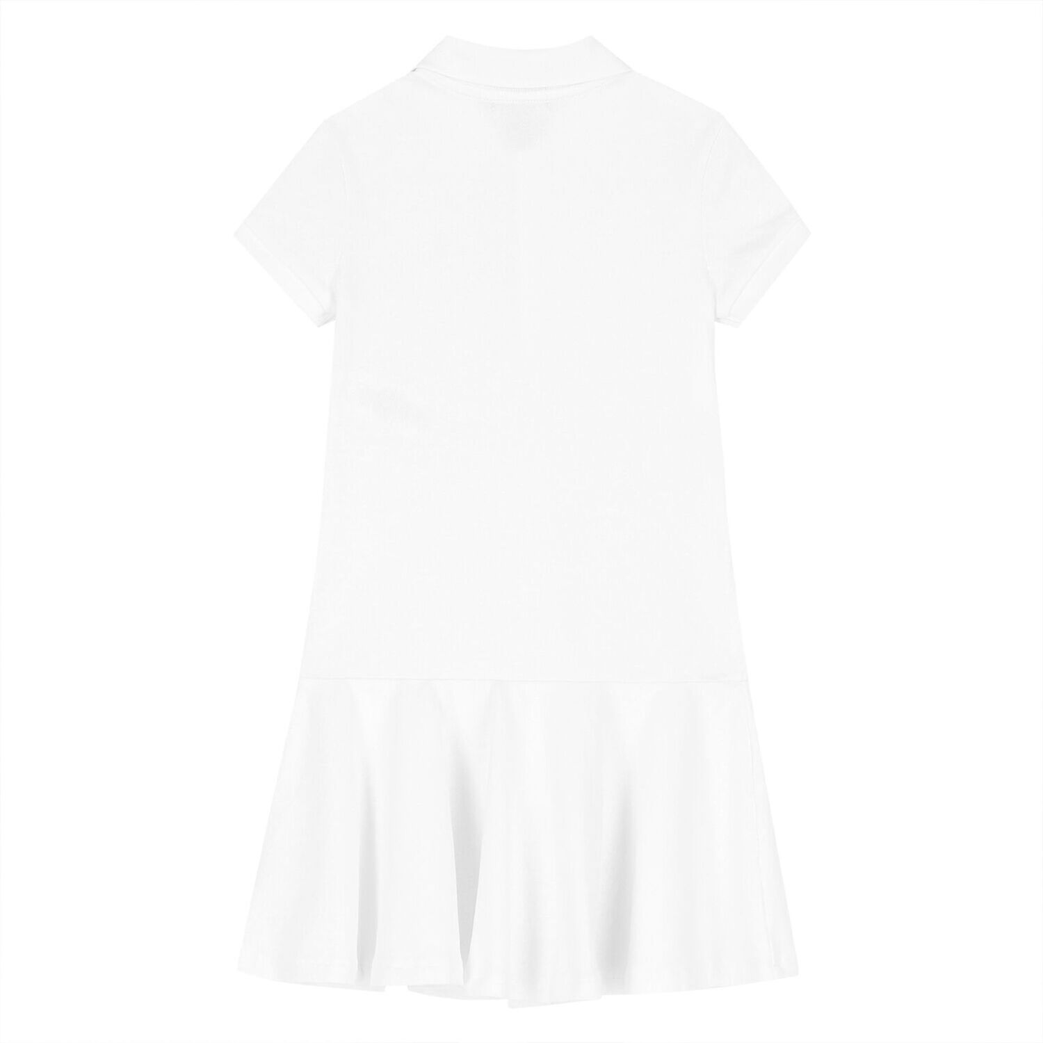 Girls White Logo Polo Dress, 2, hi-res