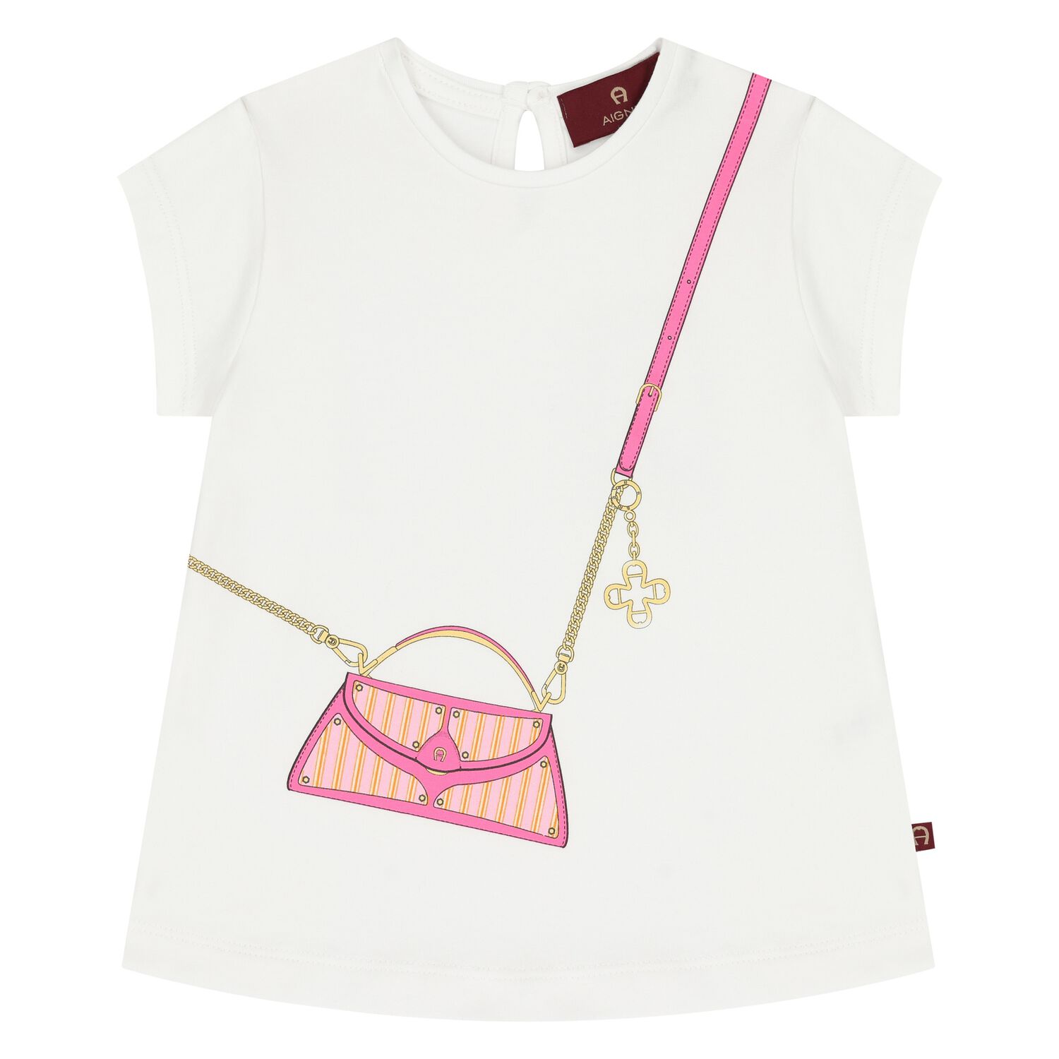 Younger Girls White Bag Logo T-Shirt, 1, hi-res