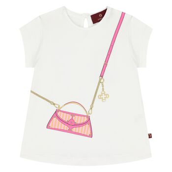 Younger Girls White Bag Logo T-Shirt