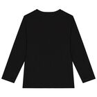 Boys Black Logo Long Sleeve Top, 2, hi-res