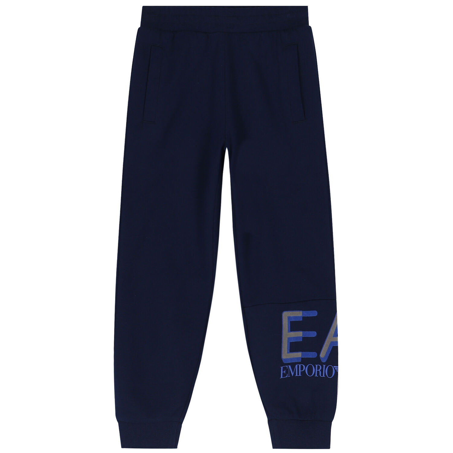 Boys Navy Blue Logo Joggers, 1, hi-res
