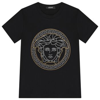 Girls Black Medusa Logo T-Shirt