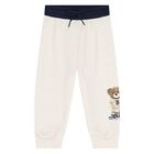 Baby Boys Ivory & Navy Blue Teddy Bear 3 Piece Tracksuit, 1, hi-res