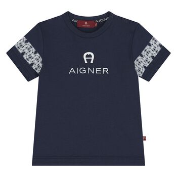 Younger Boys Navy Blue Logo T-Shirt
