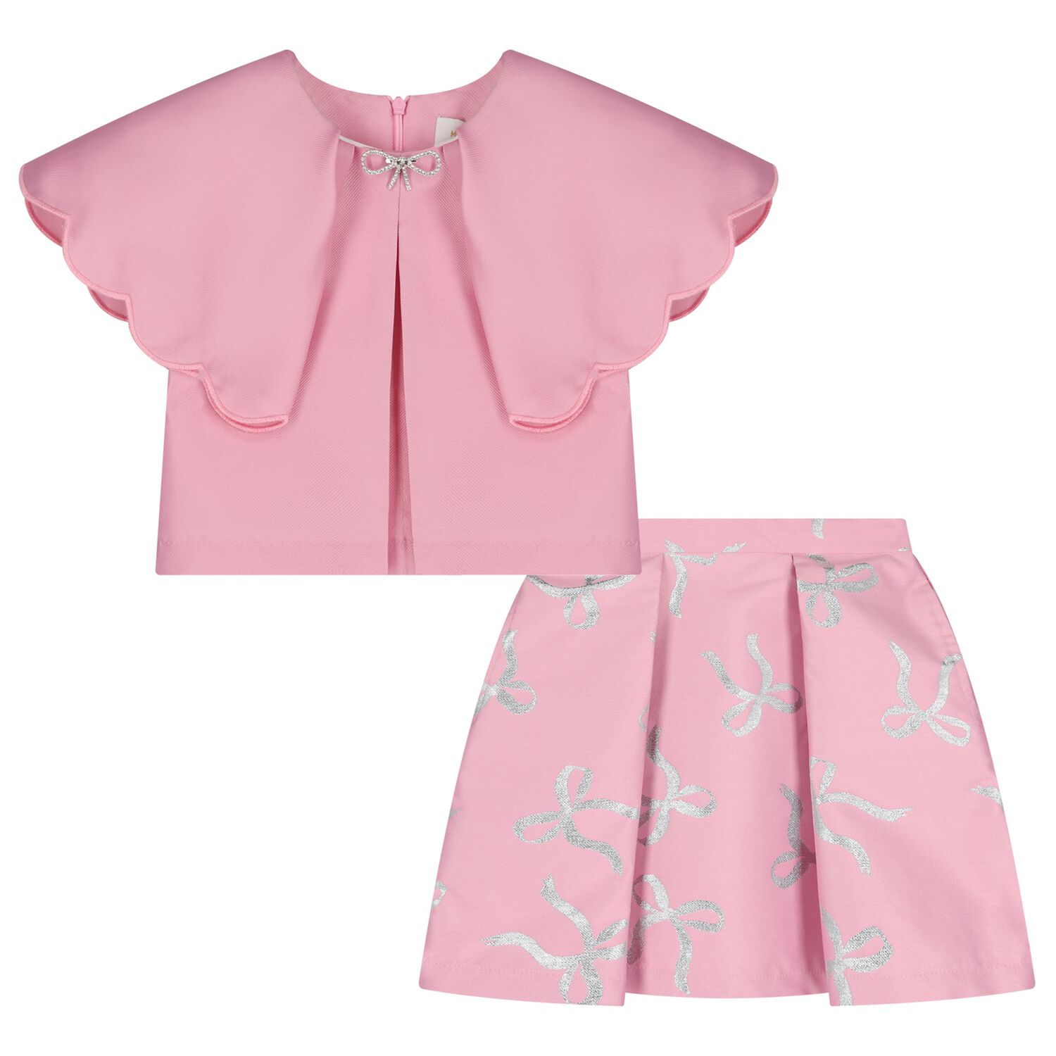 Girls Pink Bow Skirt Set, 1, hi-res