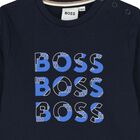 Younger Boys Navy Blue Logo Long Sleeve Top, 2, hi-res