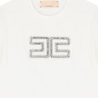 Girls Ivory Embellished Logo T-Shirt, 2, hi-res