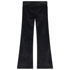 Girls Black Logo Velour Leggings, 1, hi-res