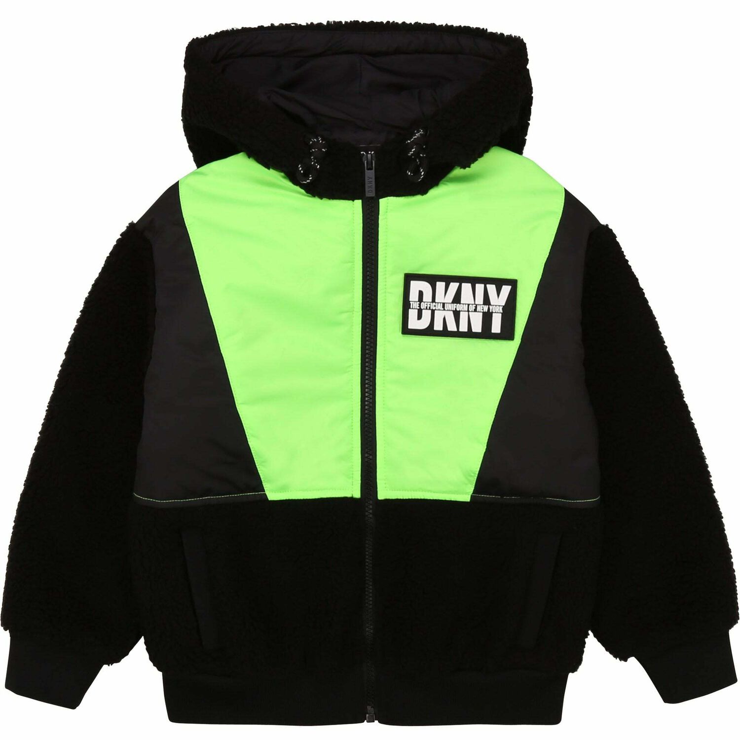 Boys Black Logo Zip Up Hooded Top, 1, hi-res