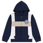 Boys Blue Logo Hooded Zip Up Top, 1, hi-res