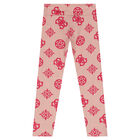 Girls Beige Logo Leggings, 1, hi-res