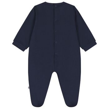 Baby Boys Navy Blue Logo Babygrow