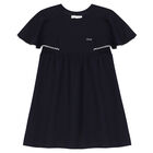 Girls Navy Logo Dress, 2, hi-res
