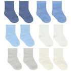 Baby boys Blue & White Socks (6 Pack), 1, hi-res