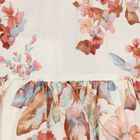Girls Ivory & Pink Floral Tiered Dress, 1, hi-res