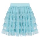 Girls Blue Embellished Tulle Skirt, 1, hi-res