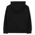 Boys Black Logo Hooded Zip Up Top, 1, hi-res
