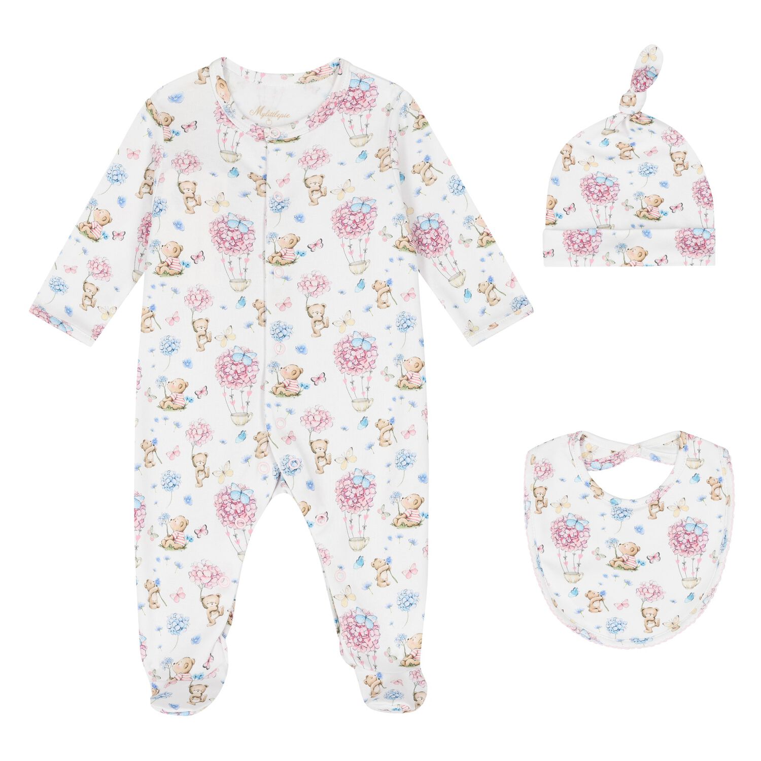 Baby Girls White Azalia Babygrow Set, 1, hi-res