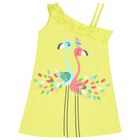 Girls Green Flamingo Dress, 2, hi-res
