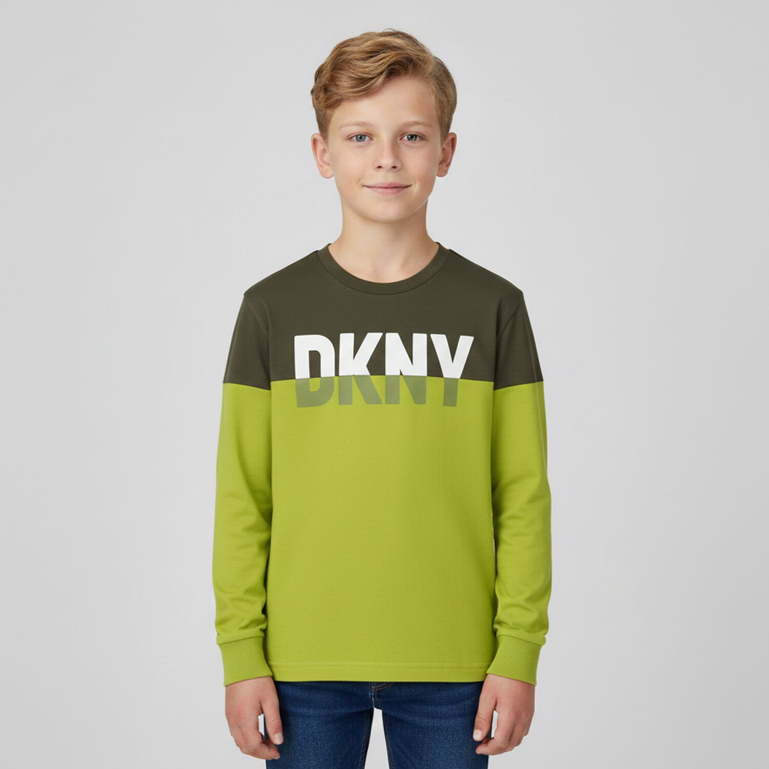 Boys Green Logo Long Sleeve Top, 2, hi-res image number null