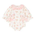 Baby Girls White Teddy Bear Romper, 1, hi-res