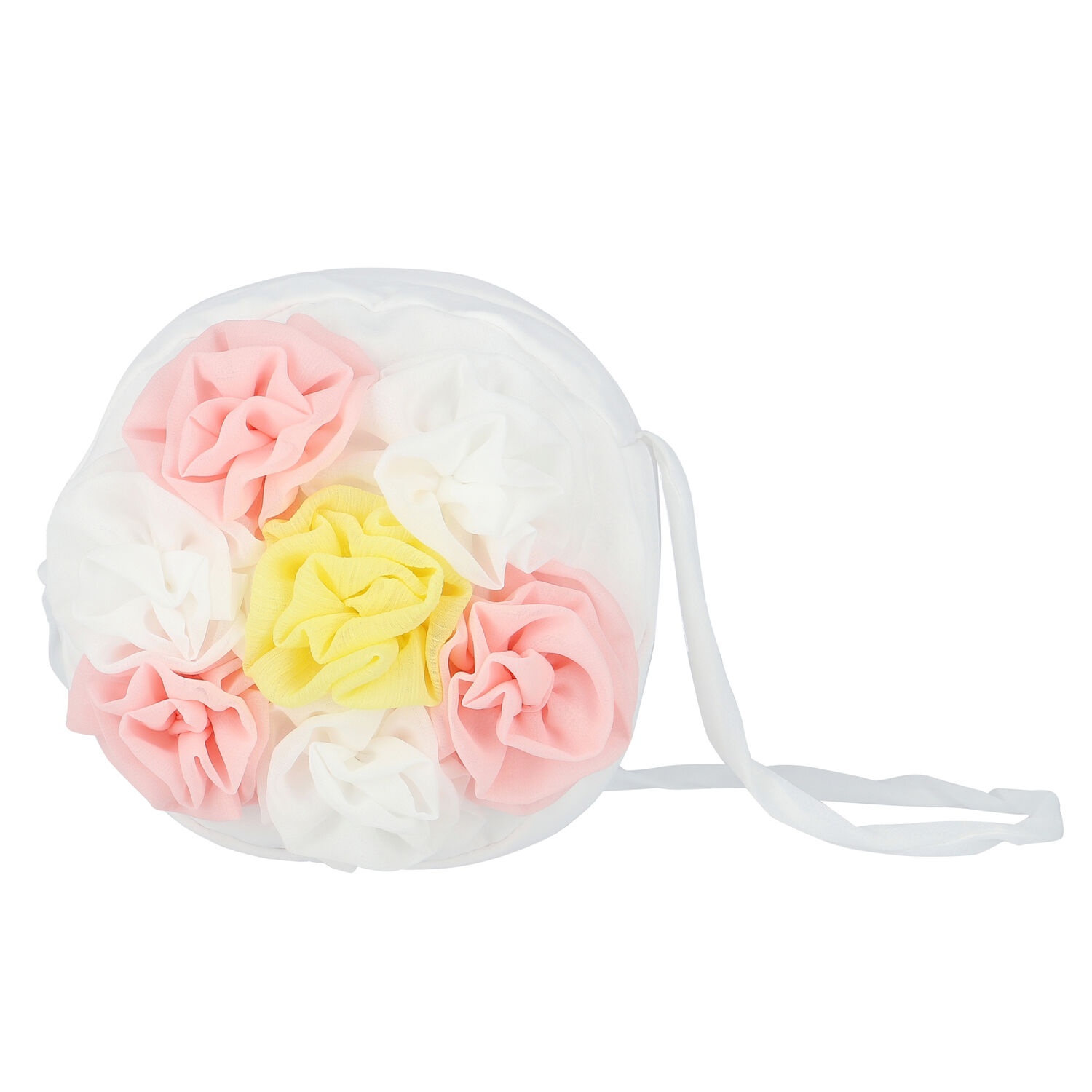 Girls White & Pink Flower Handbag, 1, hi-res image number null