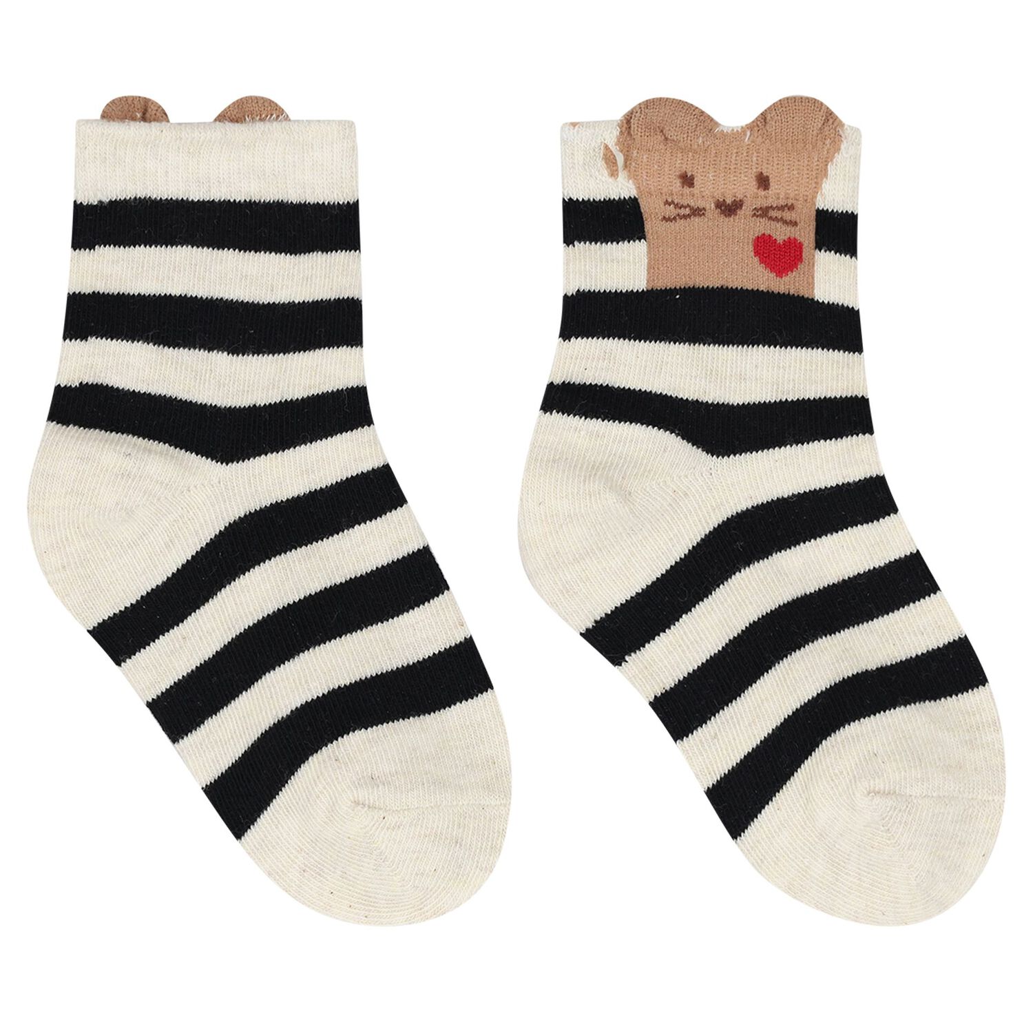 Younger Girls Red & Ivory Heart Socks ( 3 Pack ), 2, hi-res