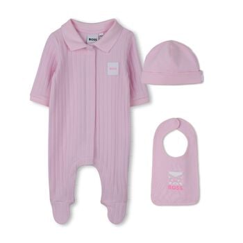 Baby Girls Pink Logo Babygrow Gift Set