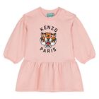 Younger Girls Pink Tiger Logo Dress, 1, hi-res