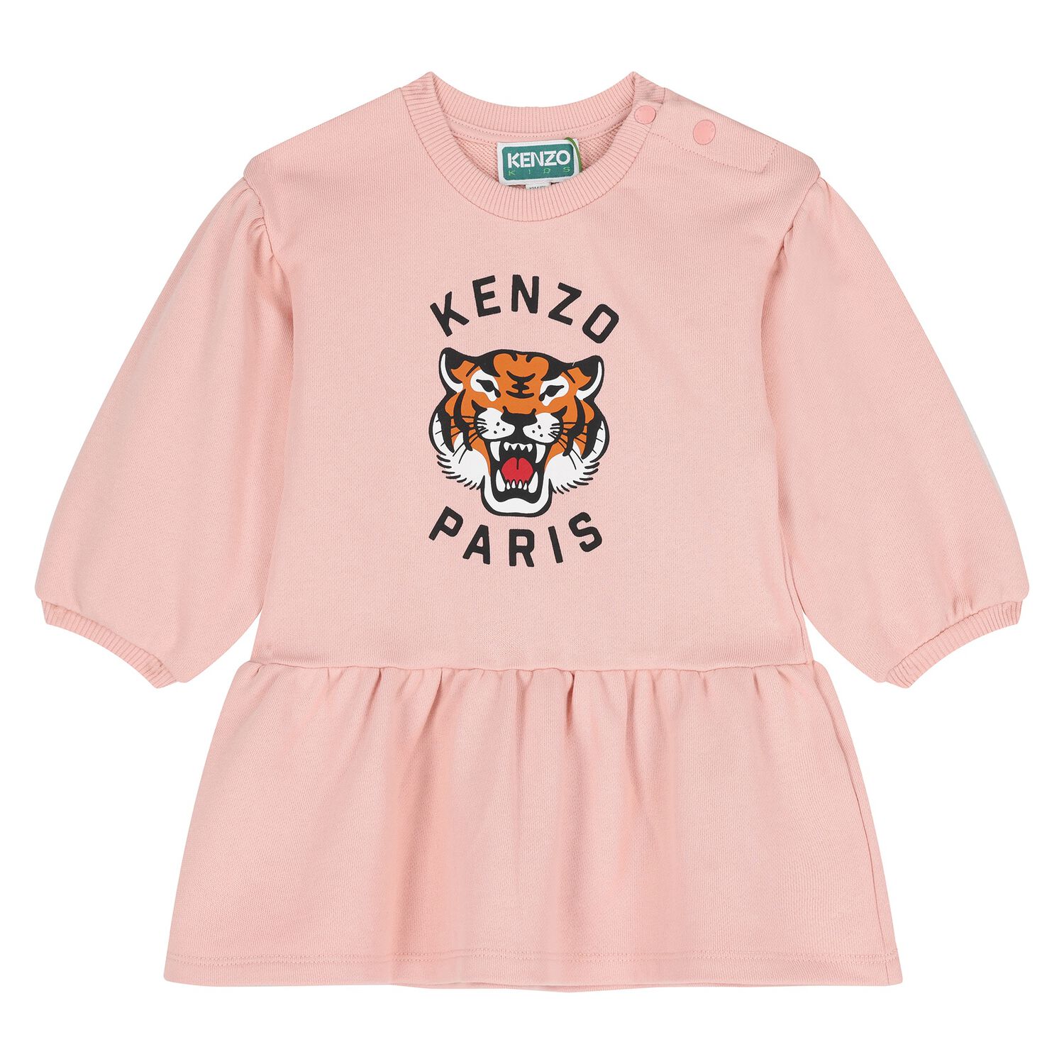 Younger Girls Pink Tiger Logo Dress, 1, hi-res
