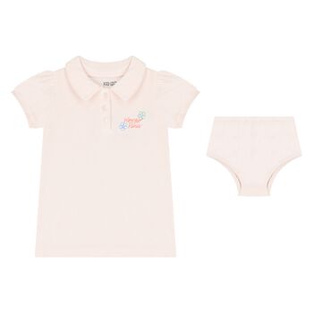 Baby Girls Pink Logo Polo Dress Set