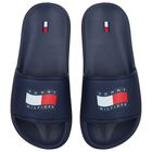 Boys Navy Blue Logo Sliders, 1, hi-res