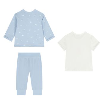 Baby Boys White & Blue Tracksuit Set ( 3 Piece )