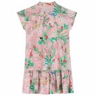 Girls Pink Floral Geo Map Dress, 1, hi-res