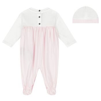 Baby Girls White & Pink Logo Babygrow Gift Set