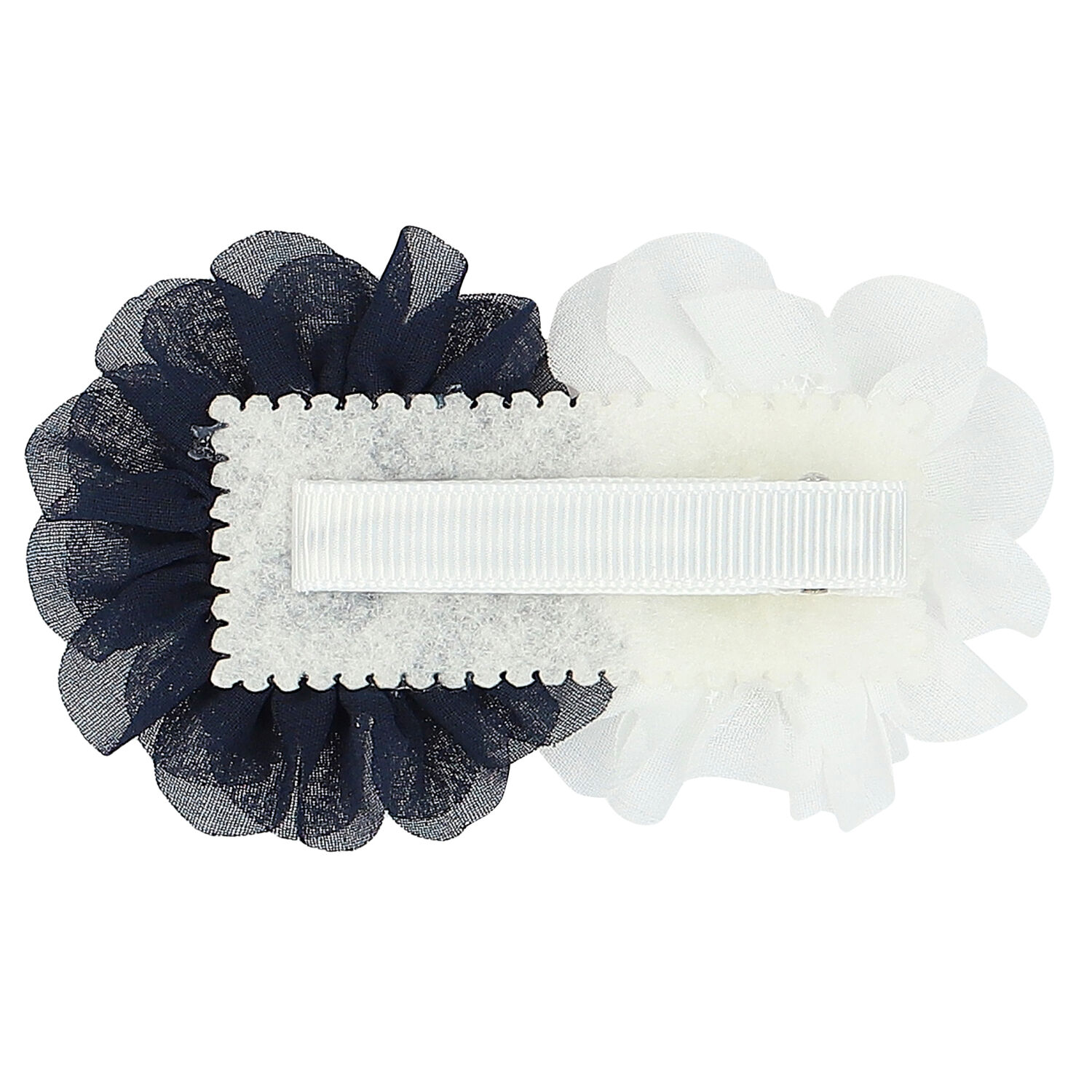 Girls White & Navy Blue Flower Hair Clip, 2, hi-res