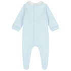 Baby Boys White & Blue Babygrow, 1, hi-res