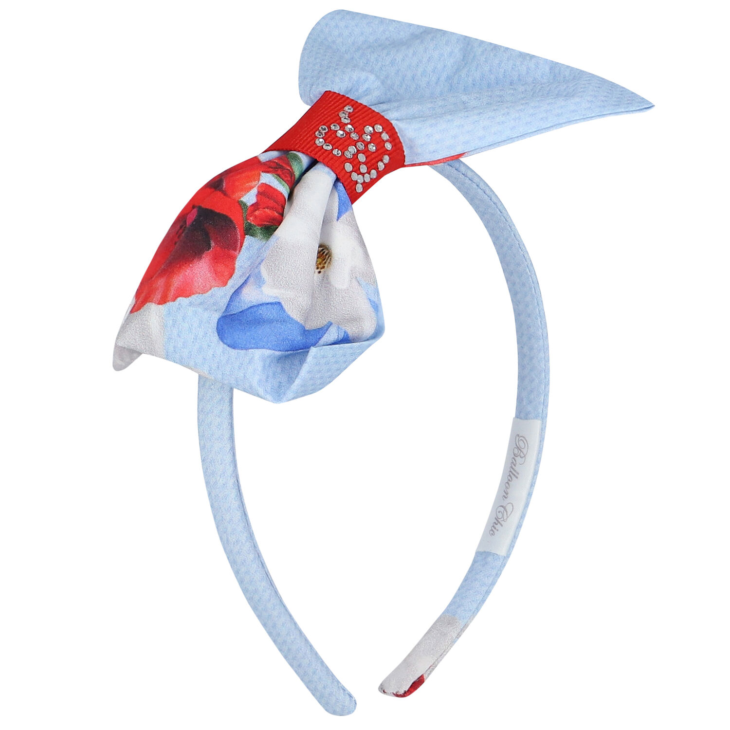 Girls Blue Floral Bow Headband, 1, hi-res image number null